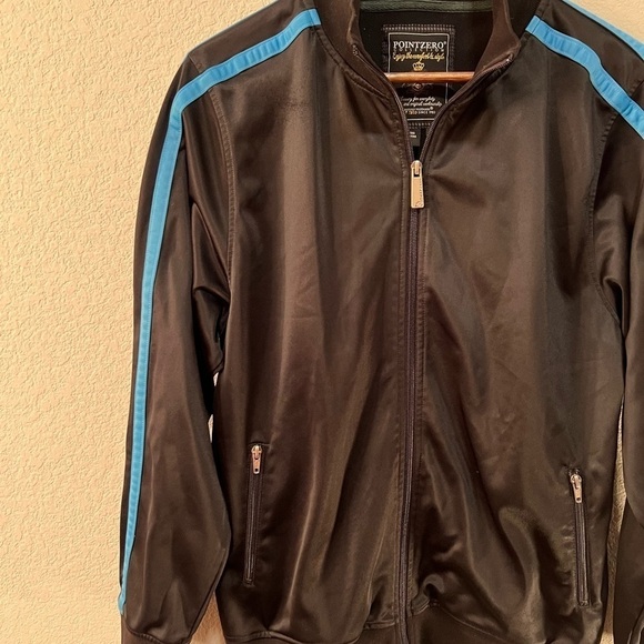 Point Zero Men’s Black and Sky Blue Track Jacket - Picture 2 of 5